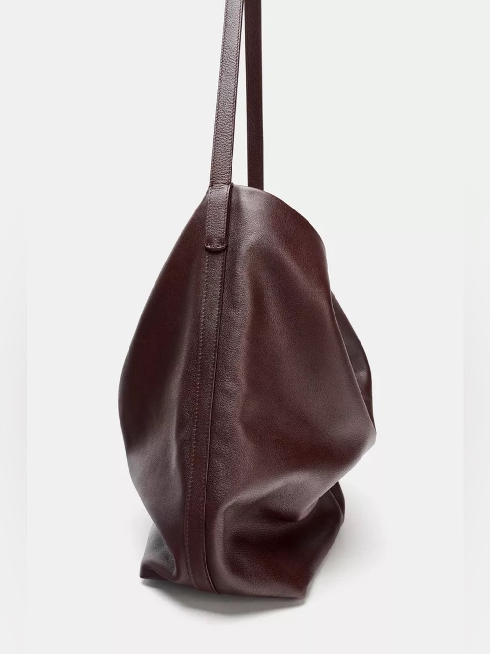 Zara Genuine Leather Tote Shoulder Bag in Dark Brown - Picture 5 of 9